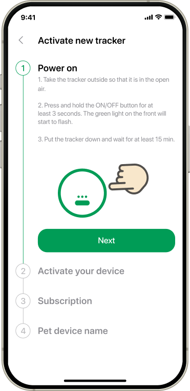 3. Power on device